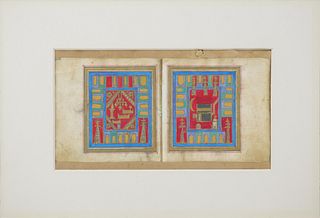 An Islamic Pair of Book Pages on Frame

Page 1: 
Height: Approximately 20.8cm
Length: Approximately 11.4cm

Page 2: 
Height: Approximately 21cm
Length