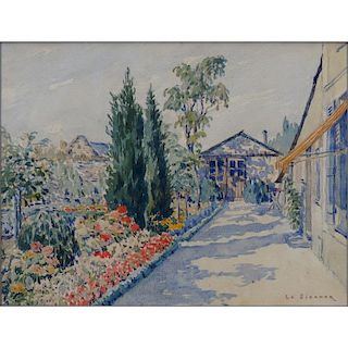 Henri Le Sidaner, French (1862-1939) Watercolor on Paper, Garden Scene