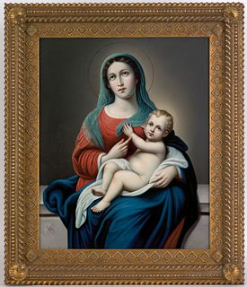 Oil on canvas of the Madonna and child, 19th c., 2