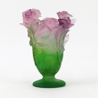 Daum Pate de Verre Rose Vase