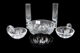 Six Piece Baccarat and Steuben Group