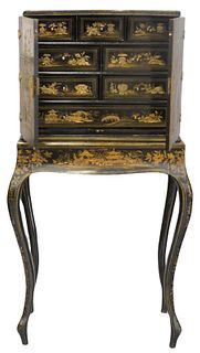 Chinoiserie Lacquered Chest On Cabriole Leg Stand