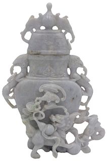 Chinese Hardstone Phoenix Covered Urn