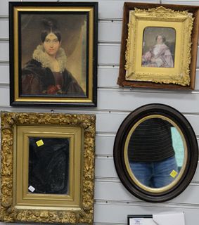 Seven Piece Group of Miniature Portraits and Mirrors
