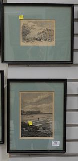 Set of Six Newport Scene Engraving by Hogan and Shell (19th Century) To Include: