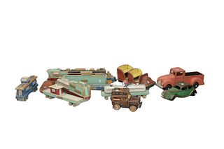 Group of Antique Toy Cars and Trains