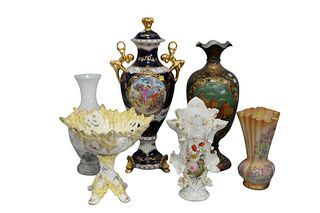 Group of Six Ornate Vases