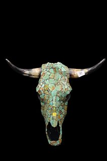 Turquoise Mosaic Bull Skull