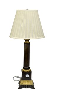 Patinated Bronze and Gilt Column Lamp