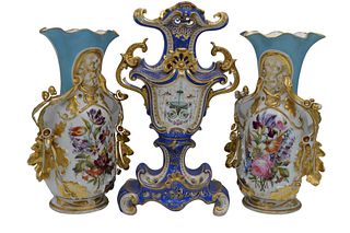 Group of Three French Style Gilt Porcelain Vases