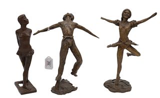 Three Signed Bronze Dancing Figures