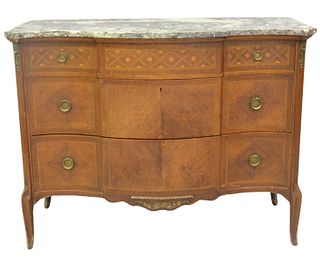 Louis XV Style Marble Top Inlaid Chest