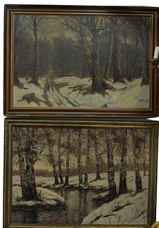 Three Oil on Canvas Winter Landscapes