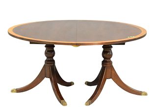 Round Mahogany Inlaid Dining Table