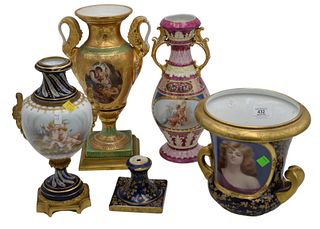 Group of Four Porcelain and Gilt Vases