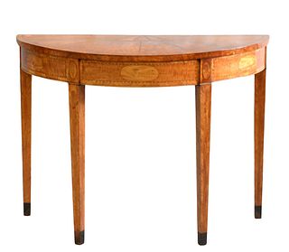 George IV Satinwood Demilune Table
