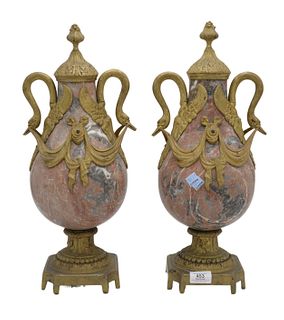 Pair Of French Style Rouge Marble Cassoulets