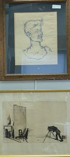 Five Piece Group of Drawings and Etching