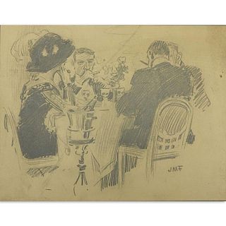 James Montgomery Flagg, American (1877-1960) pencil on Paper, Dinner Sketch