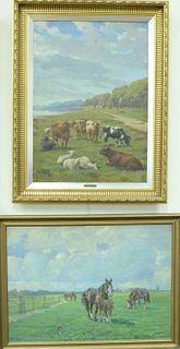 Two Pastoral Oil On Canvas Landscape Painting