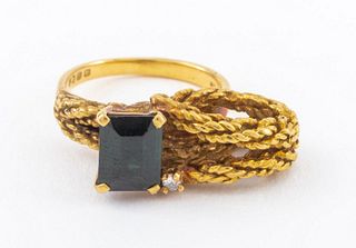 Chaumet 18K Yellow Gold Verdelite & Diamond Ring