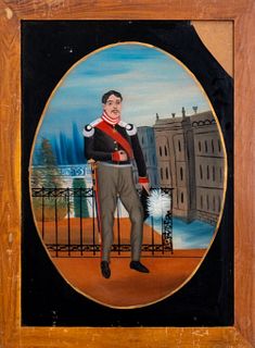British Colonial Reverse Glass Painting, 19th C.