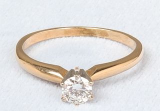 14K Yellow & White Gold Diamond Solitaire Ring