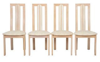 Post Modern Cerused Wood Tall Back Chairs, 4