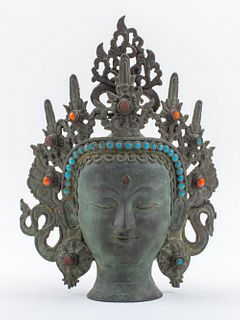 Sino-Tibetan Bronze Head of Tara Bodhisattva