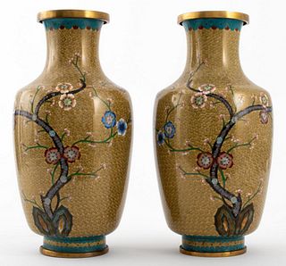 Chinese Cloisonne Enamel Vases, Pair