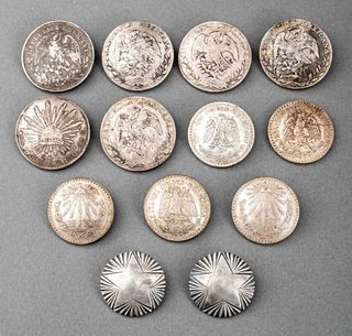 Early Mexican Silver Coin Mounted Brooches, 13
