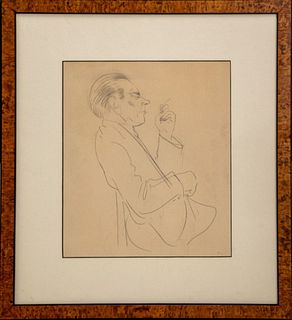 Arthur Getz Style "Man Smoking" Graphite on Paper