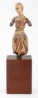 Antique Carved Wood Religious Figure Sculpture