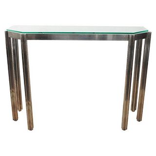 Alessandro Albrizzi Chrome Glass Top Console Table