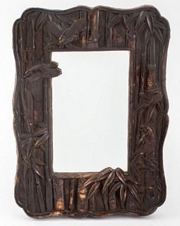 Japanese Bronzed Bamboo Motif Mirror