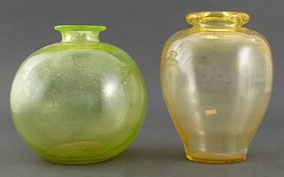 Venetian Murano Seeded Glass Vases, 2
