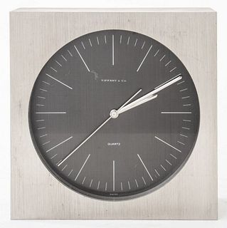 Tiffany & Co. Brushed Nickel Desk Clock