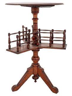 Victorian Style Oak Revolving Bookcase Side Table