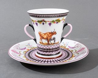 Sevres Style Rambouillet Porcelain Cup & Saucer