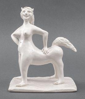 Louis Mendez Glazed Ceramic Sculpture of Centaur