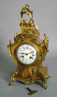 French painted mantle clock with ormolu mounts, 16