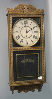 Gilbert oak regulator wall clock, 37" h.
