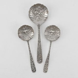 S. Kirk & Son Sterling Silver Repousse Berry Spoons.
