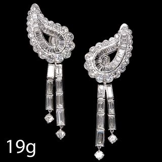 FINE PAIR OF ART-DECO DIAMOND DAY AND NIGHT EARRINGS