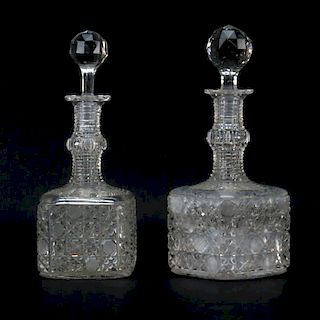 Pair Of Antique Cut Glass Decanters