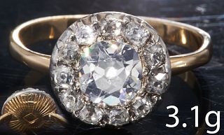FINE ANTIQUE DIAMOND CLUSTER RING