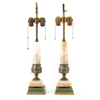 Pair Vintage Onyx Lamps