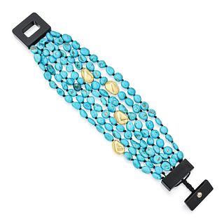 Turquoise Bakelite Multi-Strand Bracelet