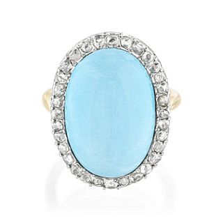 Vintage Turquoise and Diamond Ring, French
