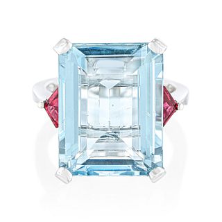 Aquamarine and Ruby Cocktail Ring